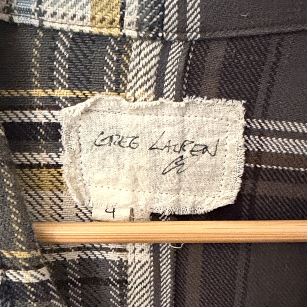 Greg Lauren Plaid Patchwork Casual Button Down Sh… - image 2